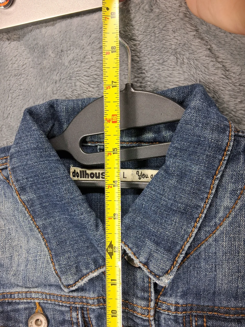 Dollhouse Distressed Cropped Denim Jacket - Blue